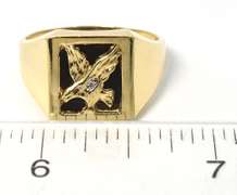 Bold Onyx Eagle Ring in Yellow Gold