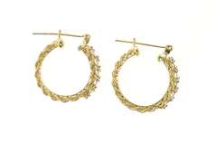 10K Yellow Gold 23.3 Rope Pattern Retro Statement Hoop Earrings