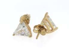 Nice Yellow Gold Triangle CZ Stud Earrings