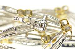 10K White Gold 0.97 Ctw Diamond Two Tone Tennis Bar Link Bracelet