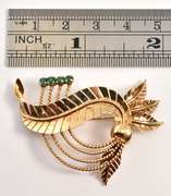 Organic 14k Brooch with Emeralds