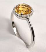 Vibrant Citrine & Diamond Ring in 14K WG