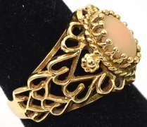 Ornate Pink Opal Ring in 14KT