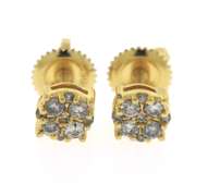 Elegant Diamond Cluster Yellow Gold Earrings