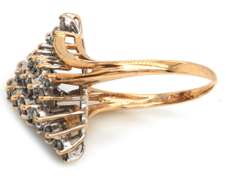 Gorgeous 14kt YG Diamond Cluster Waterfall Ring