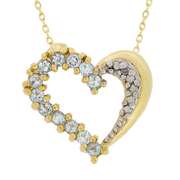 18K Over Sterling Silver .60 CTW Blue Topaz & Diamond Heart Pendant