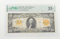 $20 1922 Gold Certificate PMG 35 EPQ Choice Very Fine, Fr # 1187