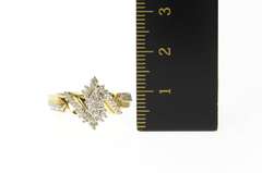 10K Yellow Gold Diamond Inset Retro Bypass Statement Ring