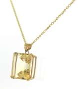Fancy European Cut Citrine Pendant on Chain