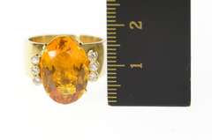 14K Yellow Gold Oval Citrine Diamond Accent Statement Cocktail Ring