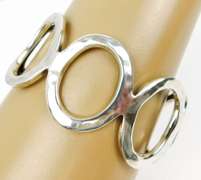 G&H Hammered Sterling Wide Bangle Bracelet