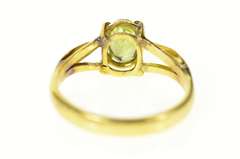 14K Yellow Gold Classic Oval Peridot Solitaire Statement Ring