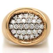 Impressive 14kt YG 1CTW Oval Cluster Diamond Ring