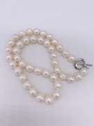 18 inch Pearl Necklace with Silver Heart Toggle