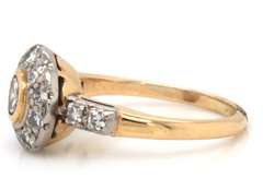 Magnificently Vintage 14kt YG Bezel Set Diamond Ring