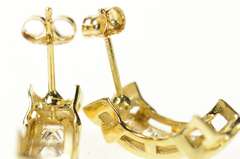 14K Yellow Gold Princess Cubic Zirconia Channel Semi Hoop Earrings