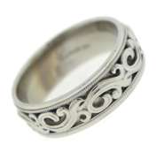 Amazing 14kt White Gold Artcarved Comfort Fit Scroll Band