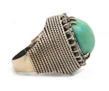 Vintage 14kt WG Turquoise and Diamond Ring