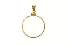 14K Yellow Gold Italian 5 Lira Coin Bezel Holder Pendant