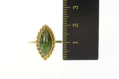 10K Yellow Gold Marquise Green Jasper Cabochon Statement Ring
