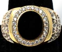 Striking Onyx & CZ Ring in 14KT Yellow Gold