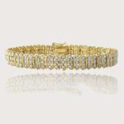 Gold Tone 1 Ct TDW Diamond S Pattern Tennis Bracelet