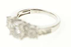 14K White Gold 0.75 Ctw Three Diamond Halo Engagement Ring