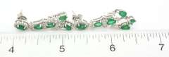 Luxurious Natural Emerald & White Sapphire Earrings in Sterling Silver