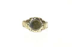 14K Yellow Gold Ornate Victorian Floral Monogram Statement Ring