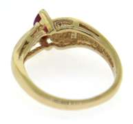 Pretty Yellow Gold Marquise Ruby and Diamond Ring