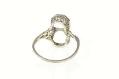Platinum 7.25mm Art Deco Filigree Engagement Setting Ring
