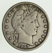 1907-D Barber Head Silver Half Dollar - Circulated