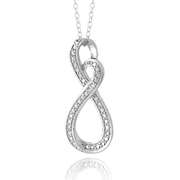 Sterling Silver Diamond Accent Infinity Heart Swirl Necklace
