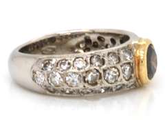 Beautiful White Gold Orange Diamond and Single Cut Diamond Ring