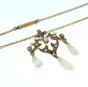Antique Seed and River Pearl Pendant on Chain