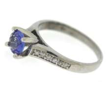 Charming 14kt White Gold Tanzanite and Diamond Ring