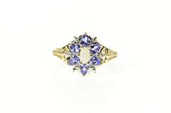 10K Yellow Gold Opal Tanzanite Halo Diamond Accent Statement Ring