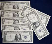 7 Consecutive BU One Dollar Silver Certificate