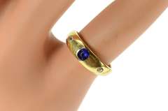 18K Yellow Gold Georgian Sapphire Rose Cut Diamond Band Ring