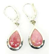 Sterling Rosy Pink Hardstone Drop Earrings