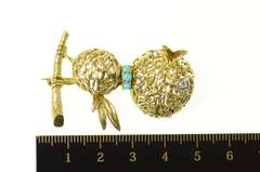 18K Yellow Gold 1960's Diamond Turquoise Stylized Baby Bird Pin/Brooch