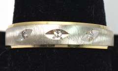 Textured Diamond Wedding Band in 2-Tone 14KT Gold