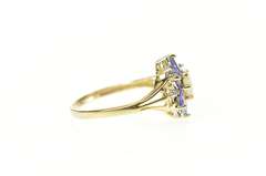 10K Yellow Gold Opal Tanzanite Halo Diamond Accent Statement Ring