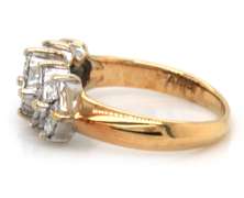 Flashy 14kt YG Princess Cut Cluster Diamond Ring