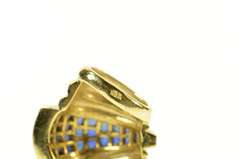 18K Yellow Gold Princess Sapphire Cluster Ornate Slide Pendant