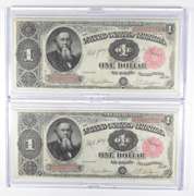 Lot (2) 1891 $1 Treasury Large Size Notes - PH