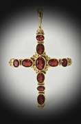 Dramatic 18K Garnet Cross Pendant