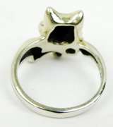 KBN Sterling Silver Cat Ring with CZ, Size 6.25