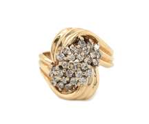 Multi Diamond Waterfall Bypass Ring in 14K