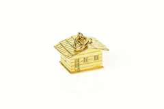18K Yellow Gold 3D Log Cabin House Home Building Charm/Pendant